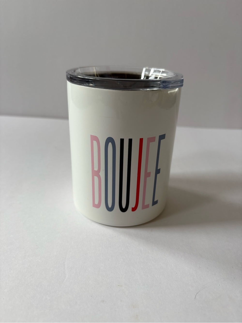 Slant Collection Stainless Steel Travel Coffee Tea Tumbler Mug 12oz Boujee White
